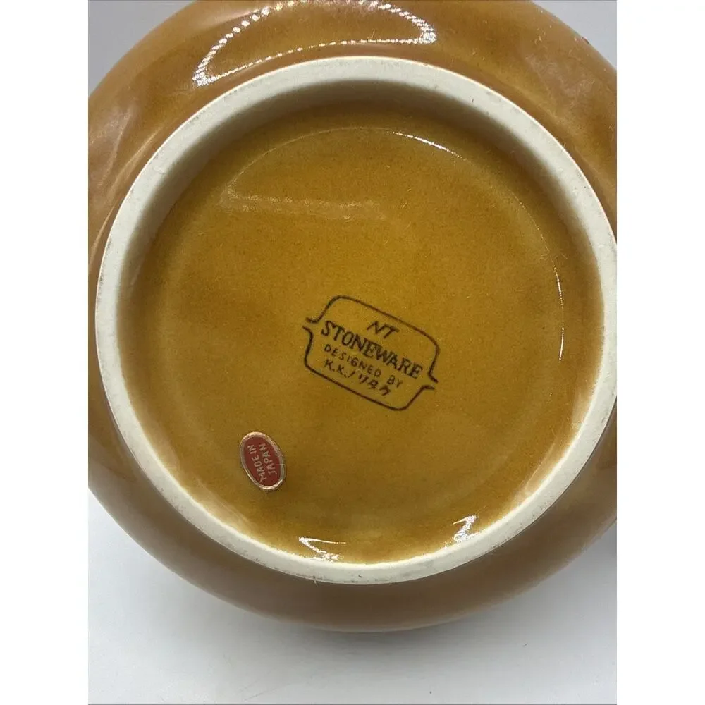 Vintage K.K. Noritake Stoneware Single Handle Soup Bowl 5” *